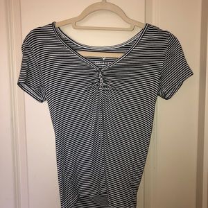 american eagle striped button top